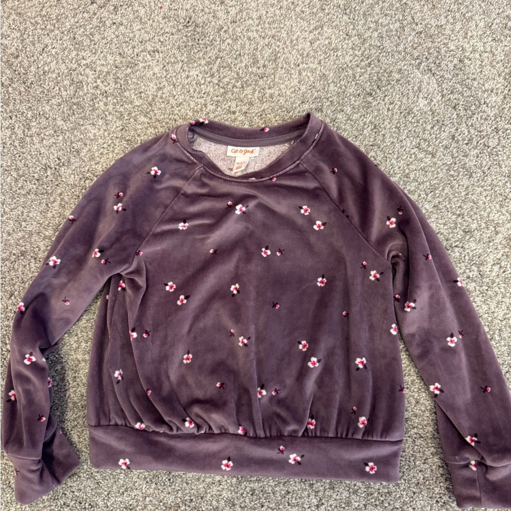 Cat and Jack purple velour shirt with flowers